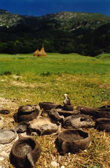 Prehistoric firing - artifacts ready for firing